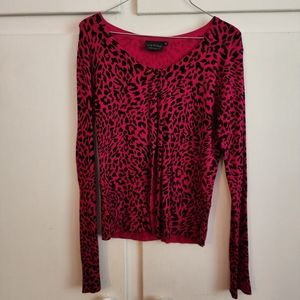 Loving Dead Souls Pink Leopard Cardigan rockabilly pinup sweater size m